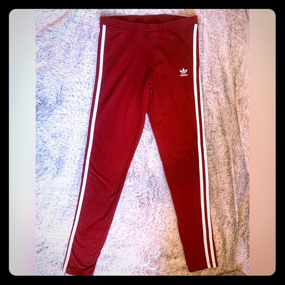 Classic Red adidas three stripe leggings!